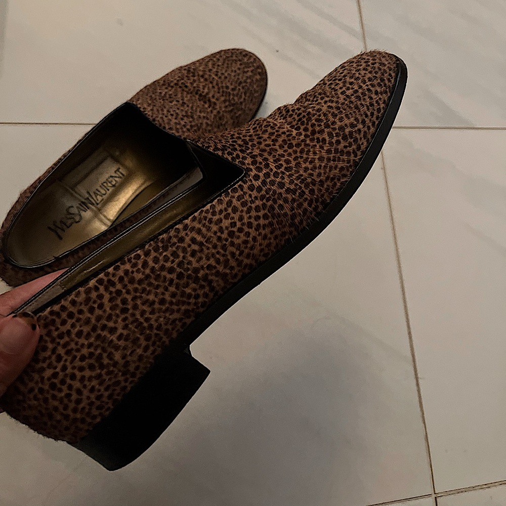 Yves Saint Laurent Women's Leopard Print Pony Hair Loafers (Size 6.5-7M)